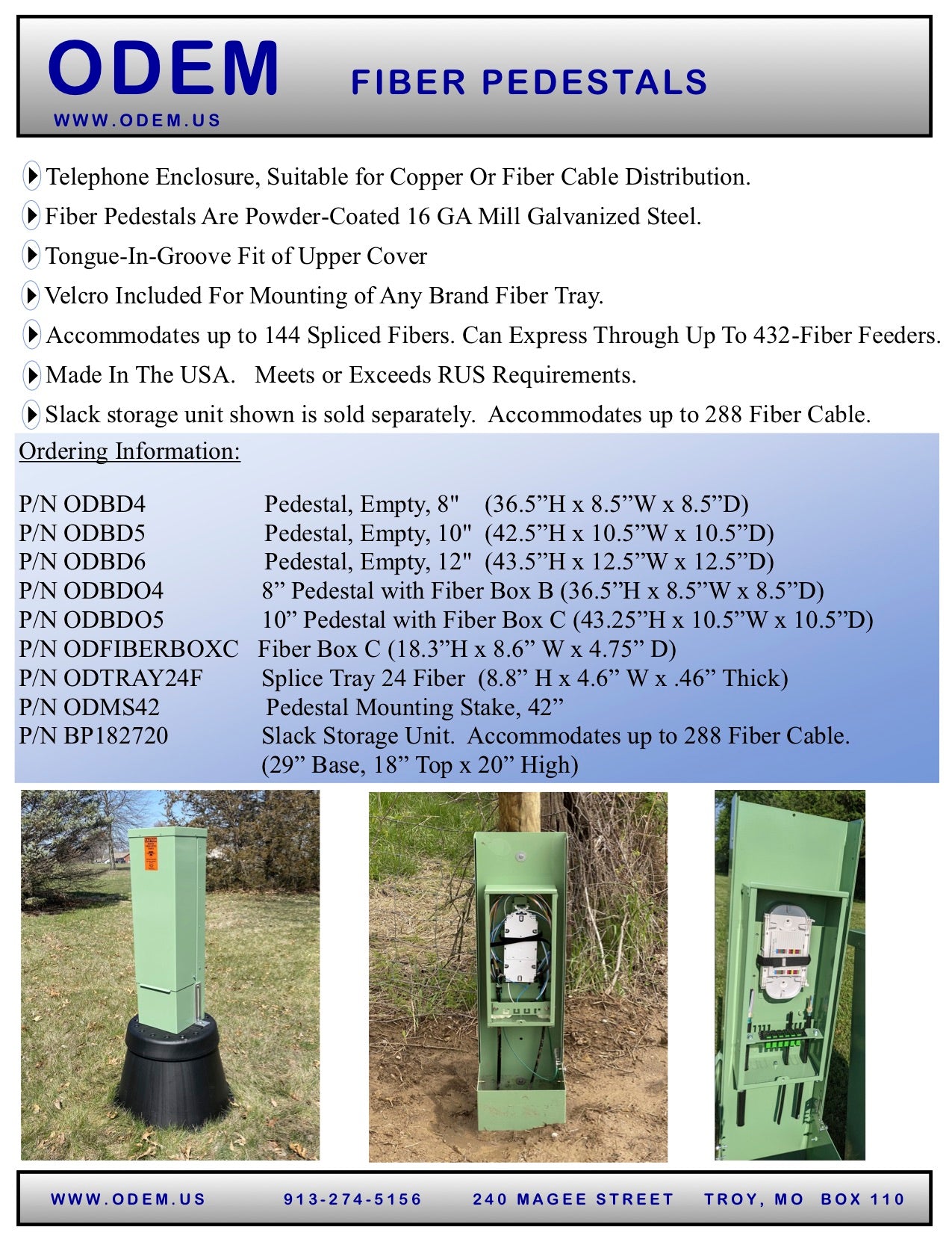 Fiber Pedestals · ODEM Industries