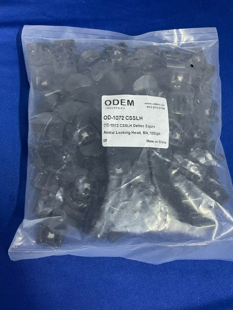 OD-1072 CSSLH Deltec Equiv Acetal Locking Head, Blk, .02 lbs, 100/pk